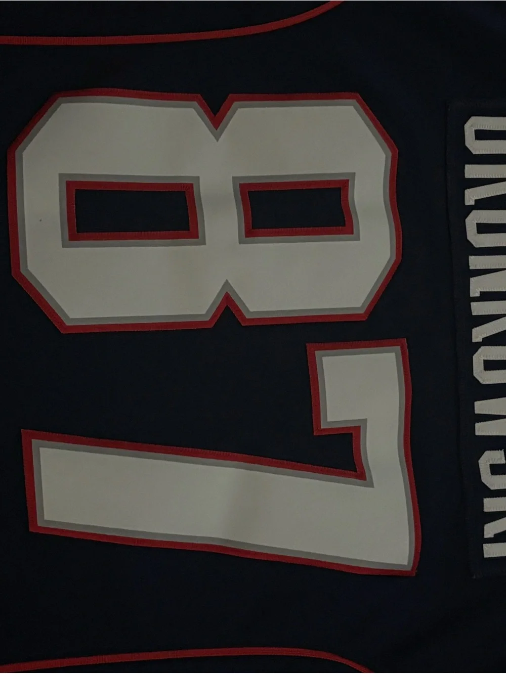 Nike Navy, White and Red Patriots #87 Football Jersey
